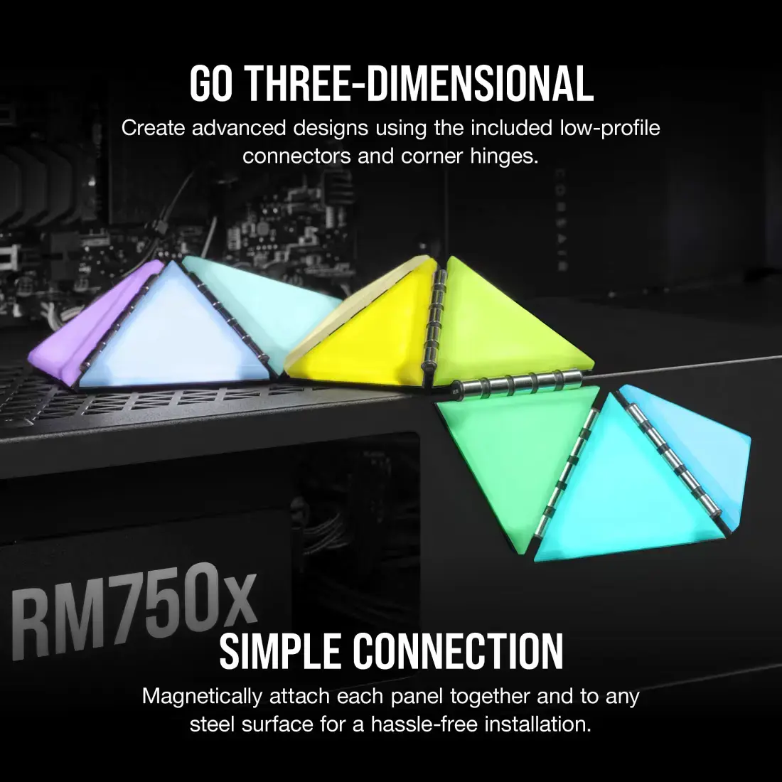 Corsair iCUE LC100 Case Accent Lighting Panels - Mini Triangle - 9x Tile Starter Kit (CL-9011114-WW)4
