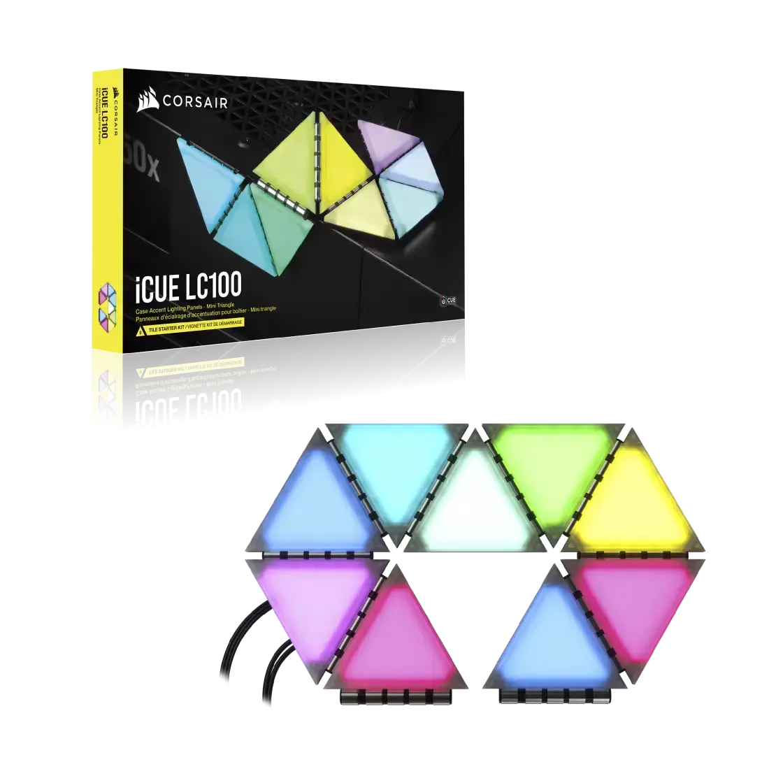 Corsair iCUE LC100 Case Accent Lighting Panels - Mini Triangle - 9x Tile Starter Kit (CL-9011114-WW)7